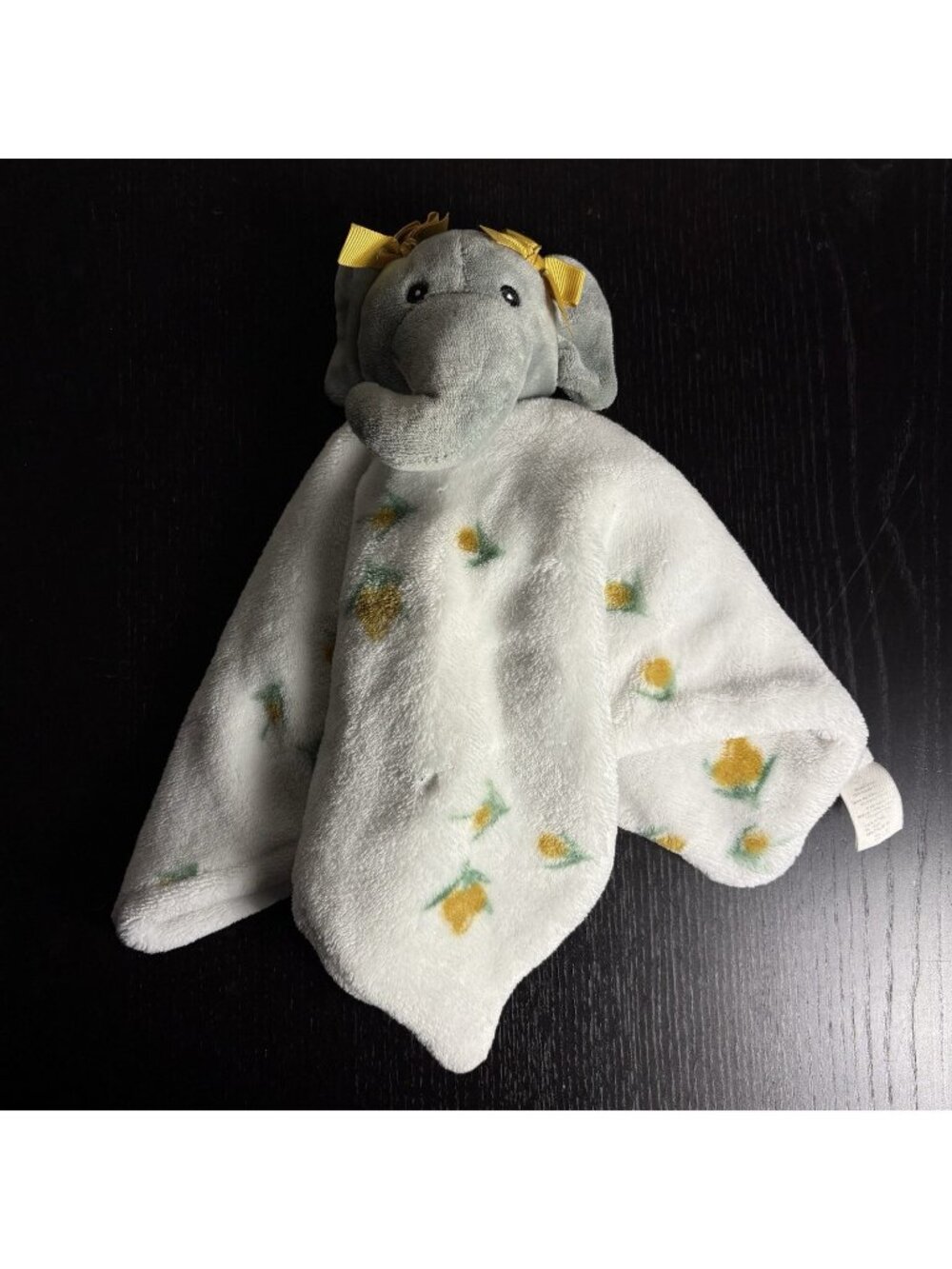LILA & JACK Elephant Security Blanket Baby Lovey Gray White Gold Flowers Bows